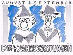 K&uuml;nstler Bild und Plakat DIE 4 JAHRESZEITUNGEN  f&uuml;r alle die Zeit haben ab f&uuml;nf vom der Theater Kindertheater Clowntheater Produktion dem K&uuml;nstler duo August & September