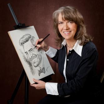 Monika Jordan, Schnellzeichnerin, Professionelle Schnellportraits als Highlight gehobener Anl&auml;sse und Business-Events